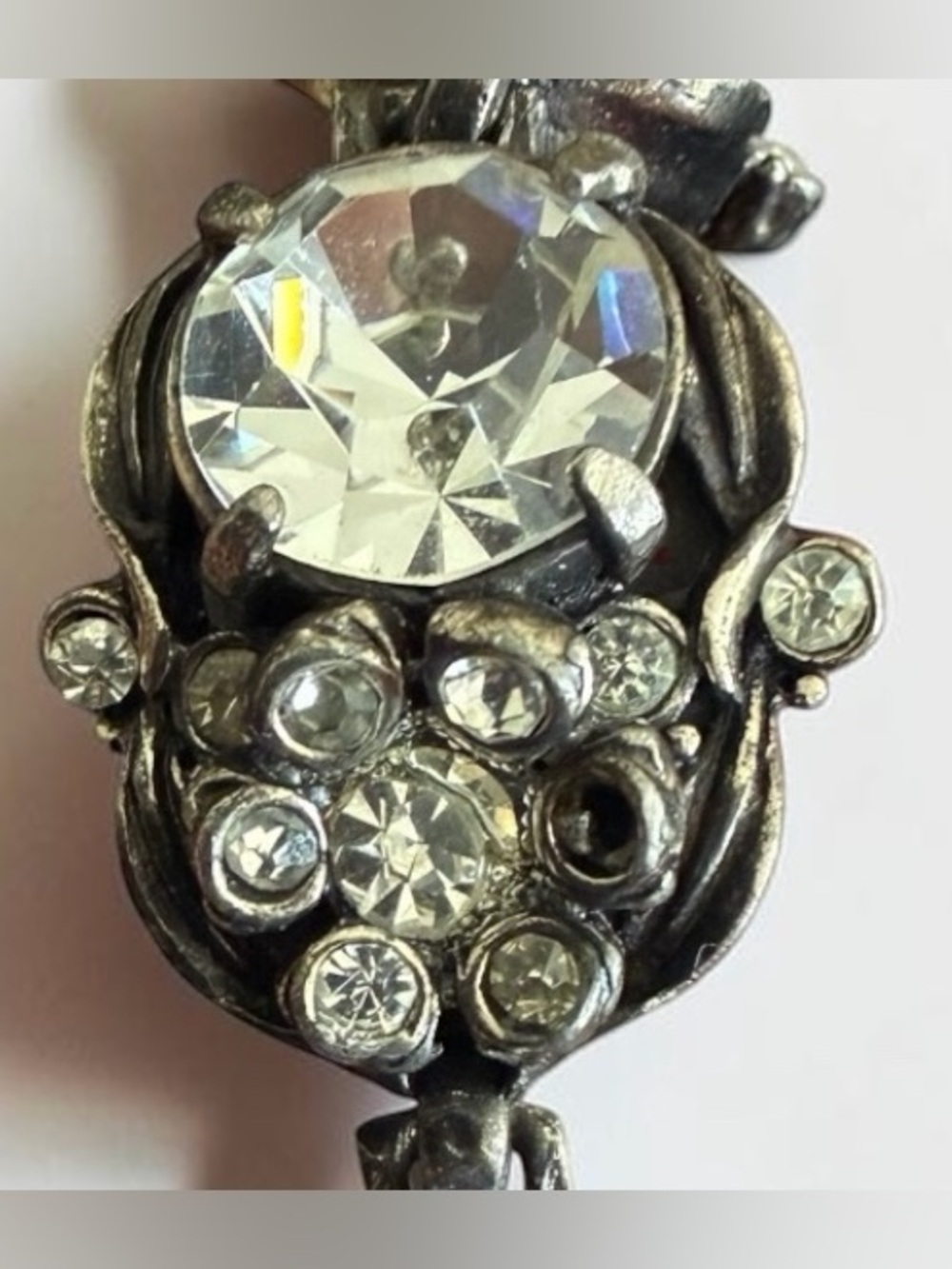 Vintage Hollycraft 1954 Clear Rhinestone Bracelet Signed Silver Tone Statement - Picture 7 of 7